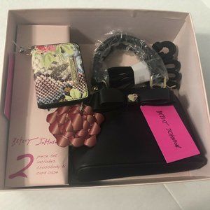 Betsey Johnson 2 pc set-Black Crossbody Purse and Card Case